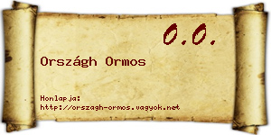 Országh Ormos névjegykártya
